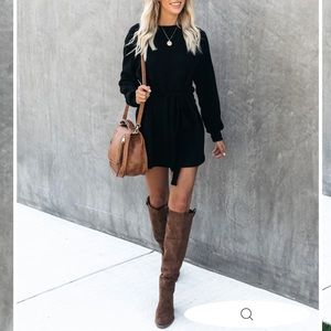 Elevated casual sweatshirt tie dress